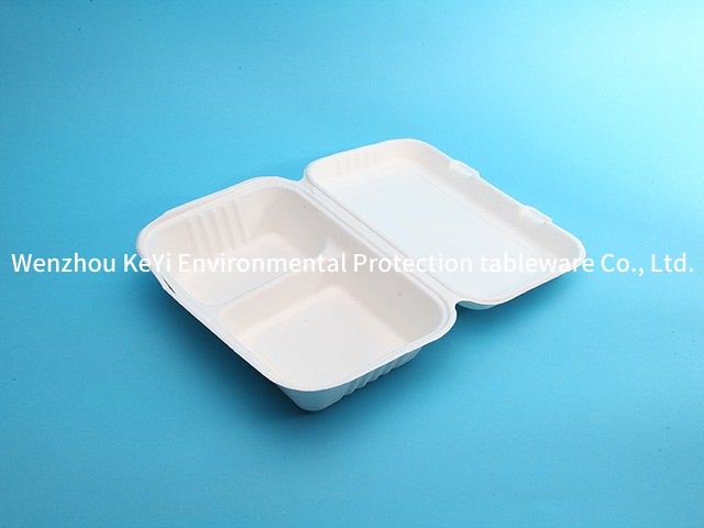 Sugarcane bagasse disposable microwave safe paper take away food packaging paper pulp lunch box