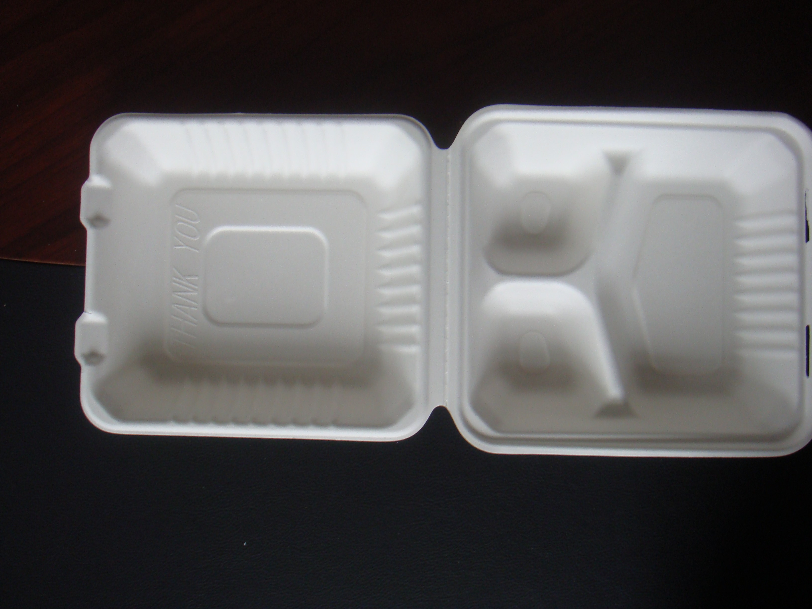 take out food container PFAS free Sugarcane Hinged Lid Containers 