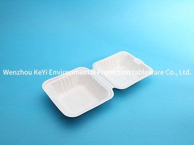pulp tableware takeaway biodegradable food packaging 6in clamshell