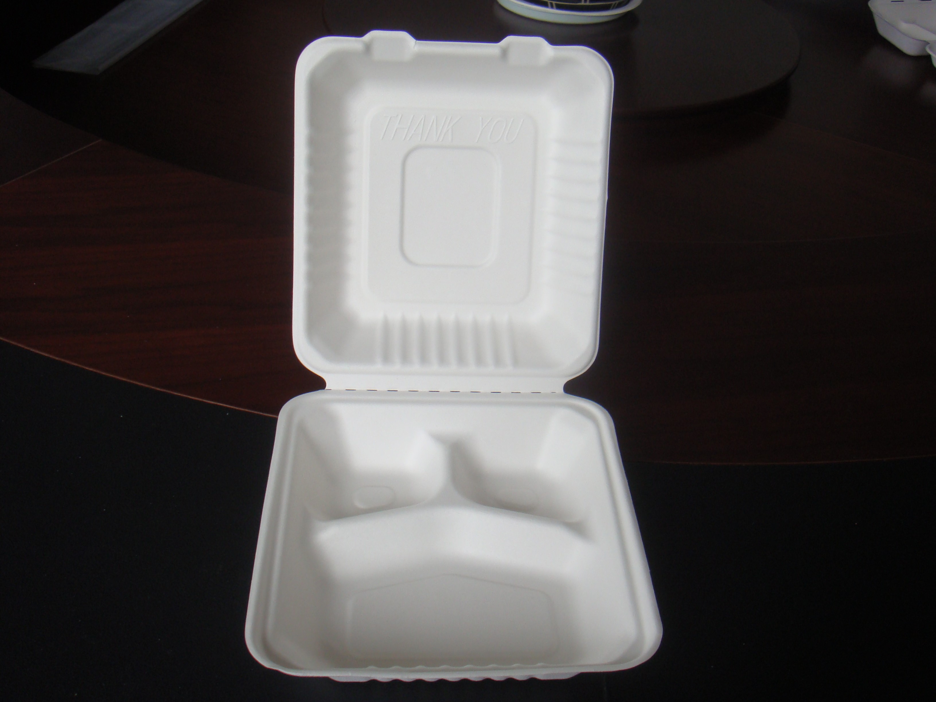take out food container PFAS free Sugarcane Hinged Lid Containers 